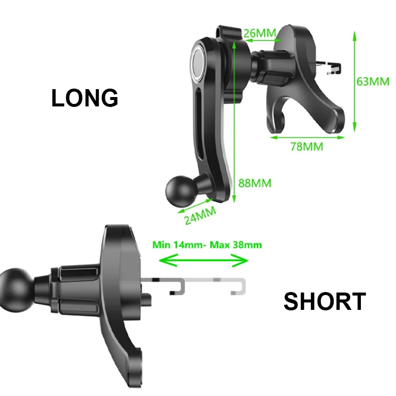 Black ABS Car Air Vent Phone Holder with Flexible Adjustment