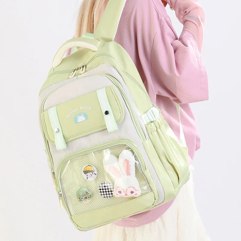 New Green Backpack Women Waterproof Candy Colors Backpacks Fancy High School Bags for Teenage Girl Cute Travel Rucksack 1
