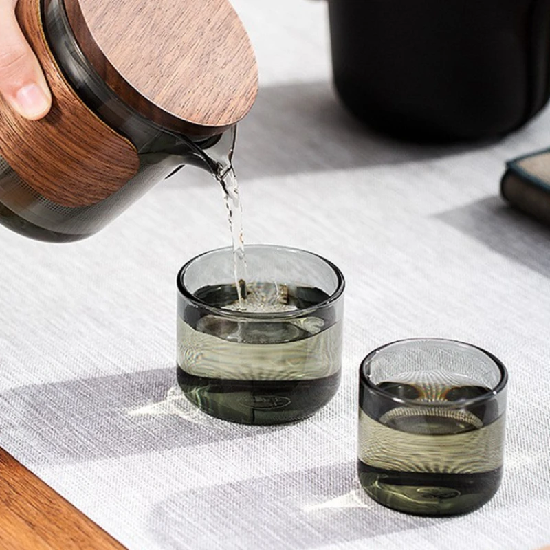 Travel tea set, anti-scald, tea separator glass set, high-quality portable, outdoor