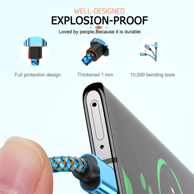 High-Speed Nylon Braided USB A to Type C Charging Cable - 1M/2M/3M Durable Fast Charger