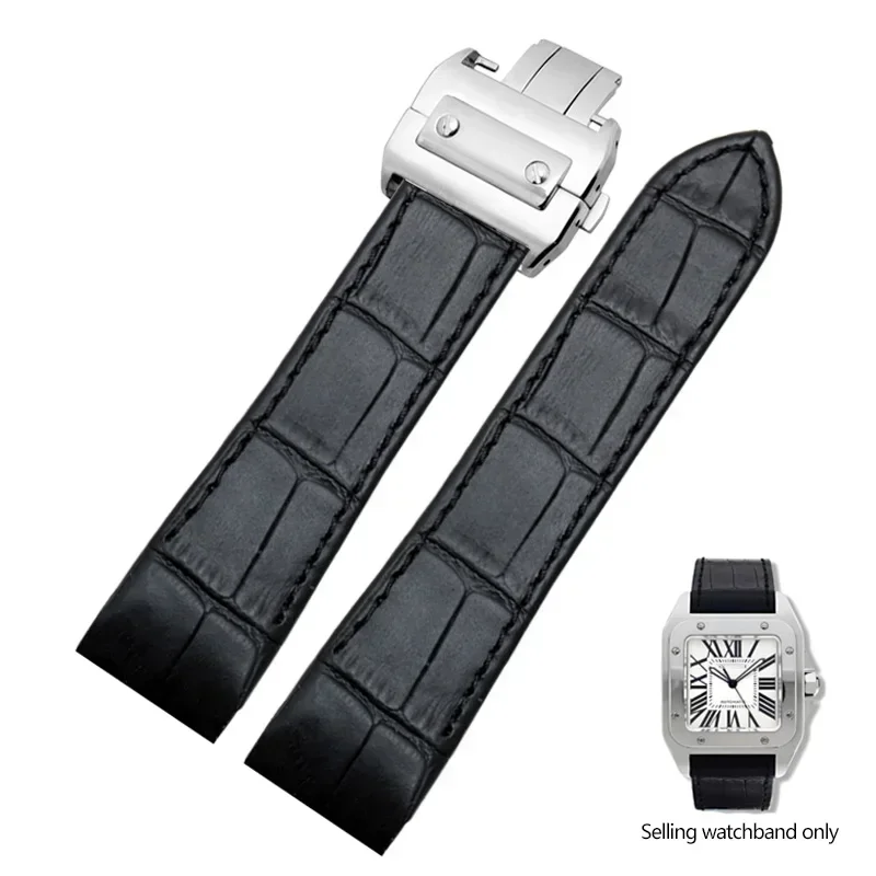 Premium Cowhide Leather Watch Band with Folding Buckle - High-Quality Strap