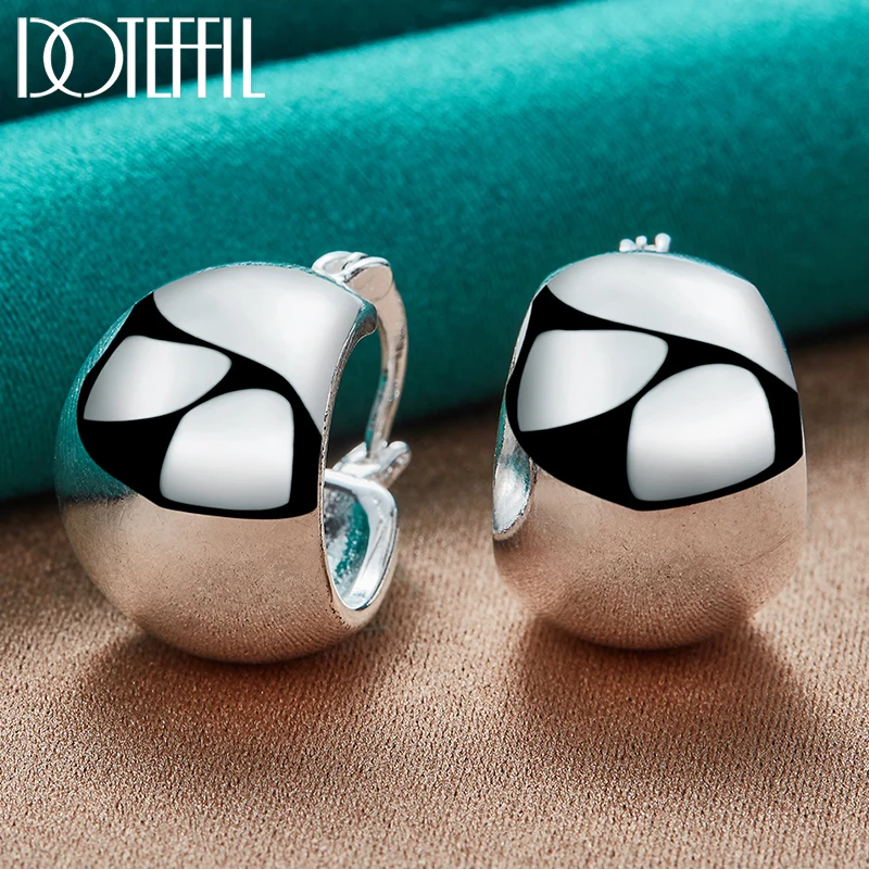 Orecchini A Cerchio Lisci Grandi In Argento Sterling 925 - DOTEFFIL - Gioielli Rotondi Vintage