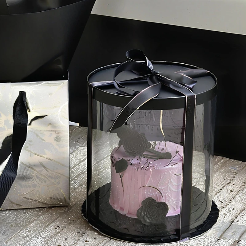 2PCS Transparent Round Cake Boxes with Clear PVC Lids, Birthday Wedding Dessert Packagi... - SKU TRCB1617 - UGI Packaging