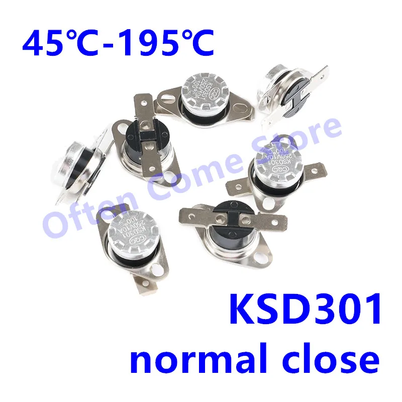 바이메탈 온도 조절기, Ksd301, 10A, 250V, 정상 폐쇄 온도 스위치, 온도 조절기, 75C, 85C, 95C ...