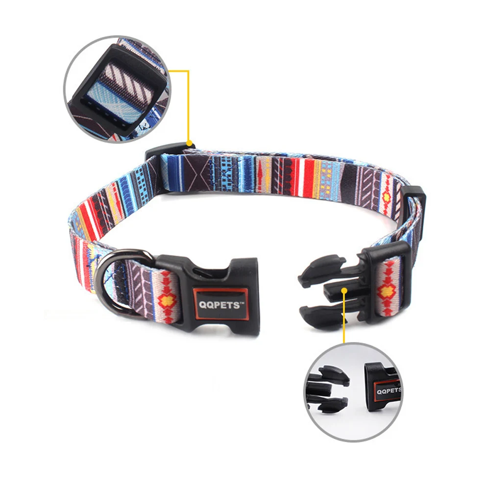 Adjustable Dog Collar 4 Sizes Durable Safety Fashion Buckle Collars for Small Medium Large Dogs Printing Painted Pet Accessories 