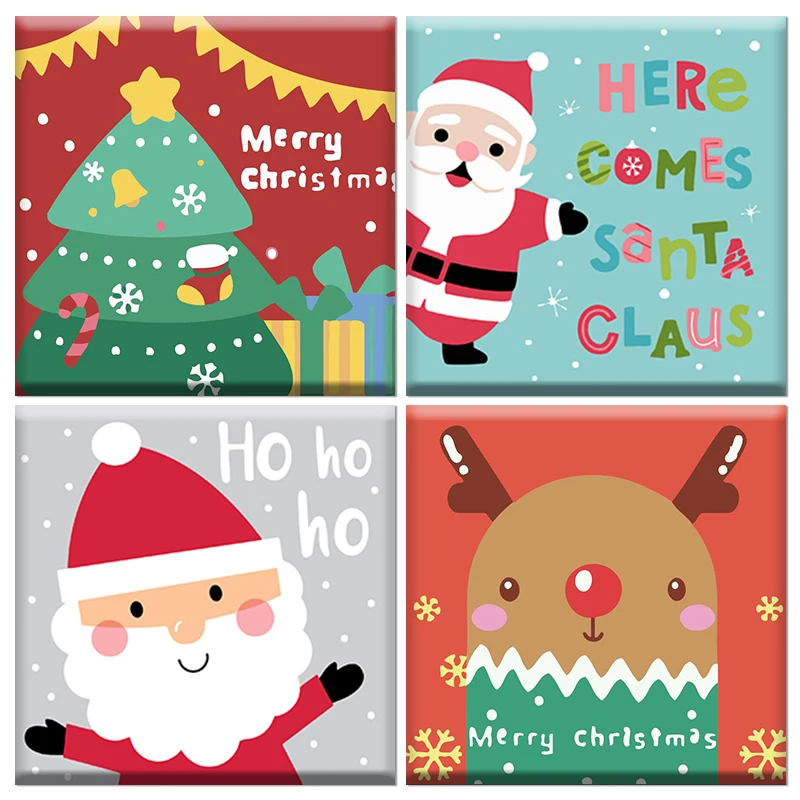 

GATYZTORY Picture By Numbers Christmas Reindeer And Santa Claus Cartoon Decorative Paintings For Children Handpainted On Canvas