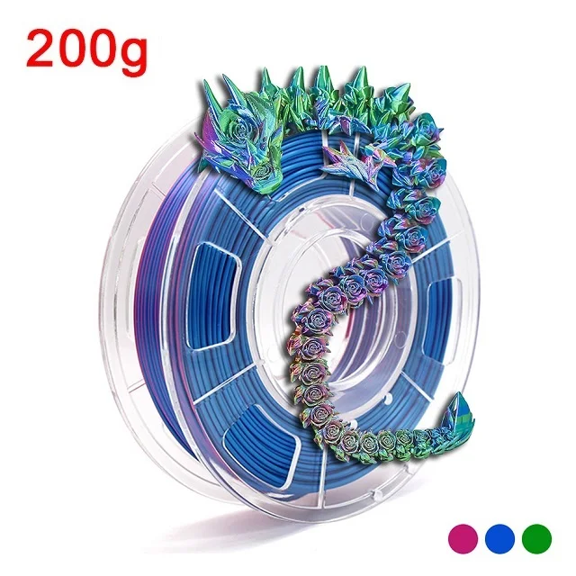 Filamento tricolor seda pla 1.75mm 1kg 500g 200g filamento pla vermelho verde azul material de impressora 3d fdm triplo multicolorido novo