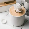 Desktop Tissue Box Wooden Lid Nordic Minimalist Style Tissue Case Kitchen Table Paper Extraction Container Home Tissue Boxes 2