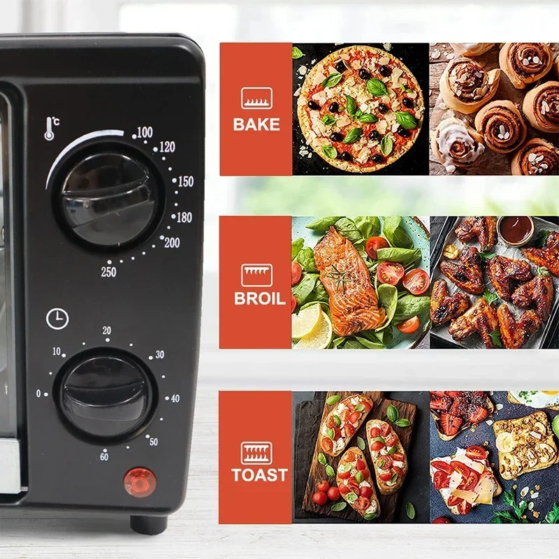 Electric Oven Multifunctional Household Toaster 800W 13L Double Layers Oven Durable Grill for Barbecue/Dried Fruit/Baking 6