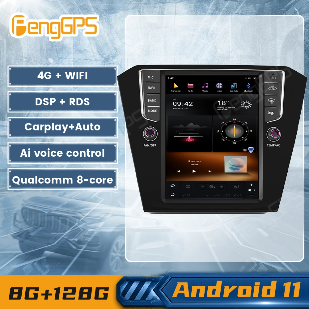 

G6 System 8+128G Android11 Car Radio Tesla Vertical Screen for Volkswagen MAGOTAN Auto DSP Stereo Audio Player Carplay GPS Navi