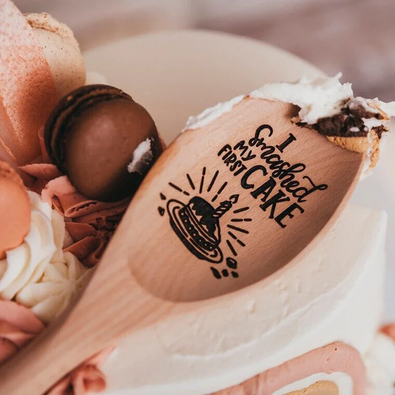 

Cake Smash Wooden Spoon I Smashed My First Cake Photography Prop Baby boy girl 1st Birthday party decoration Gift favor keepsake