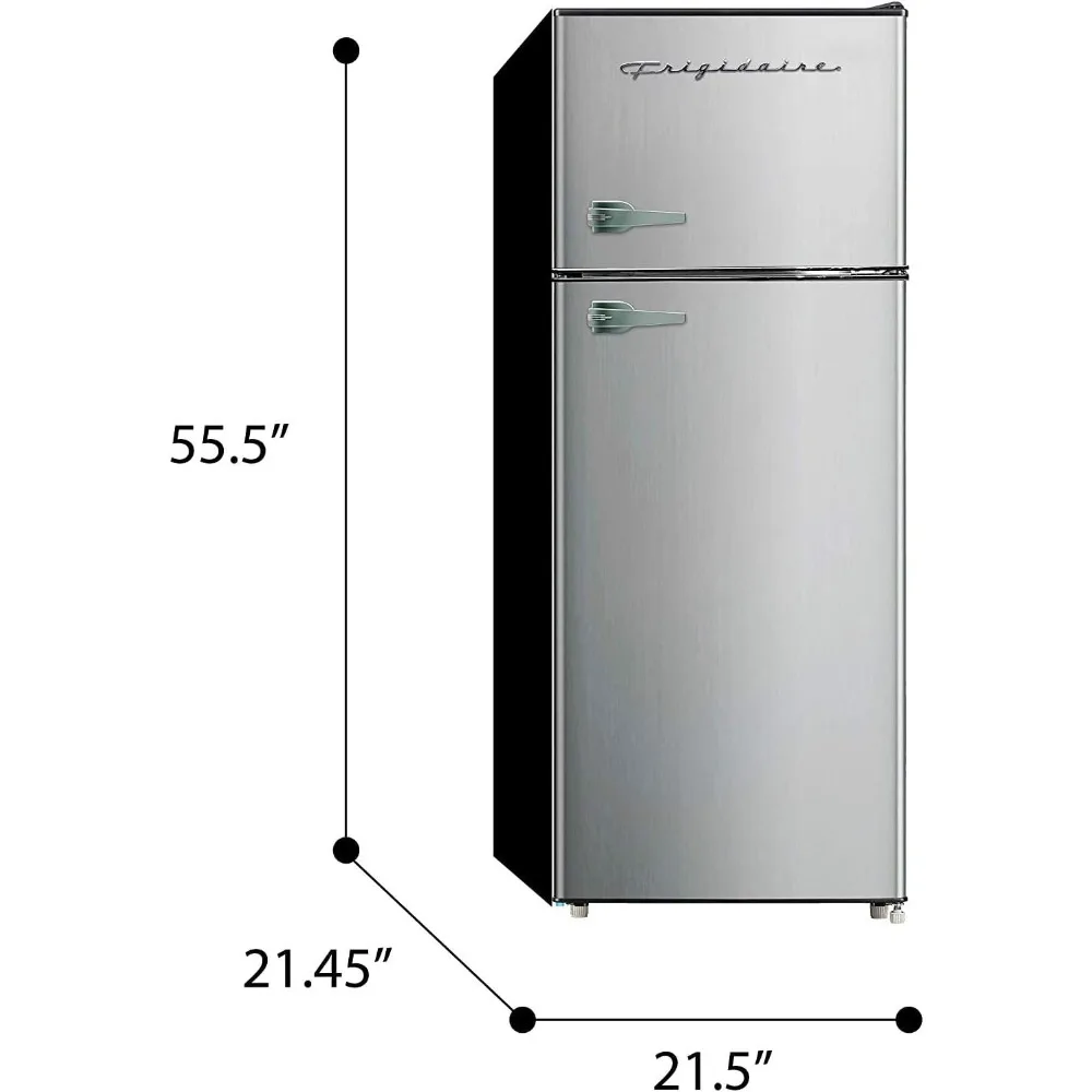 2 Door Apartment Size Refrigerator with Freezer Combo, 7.5 cu ft, Platinum Series, Stainless Steel-21.5" D x 22.4" W x 55.5" H