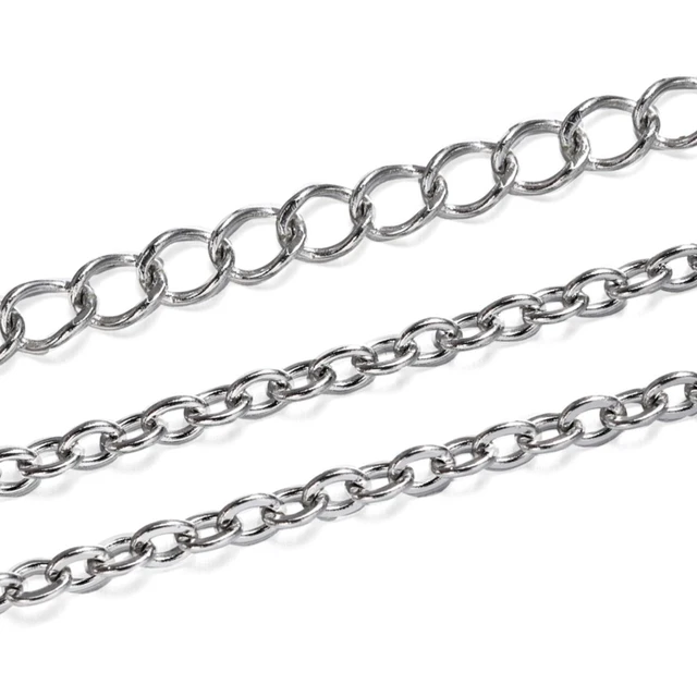 2-5m/Lot 1.2-3.0mm Stainless steel Gold Link Chain Bulk Necklace Chains For  DIY