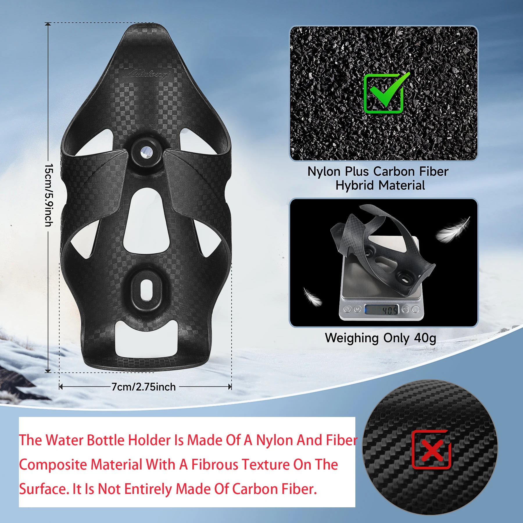 HUALONG Bike Water Bottle Holder Nylon Add Carbon Fiber Water thumbnail 5