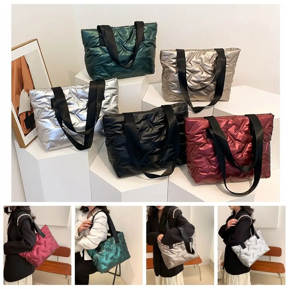 

One Shoulder Cotton Bags Portable Large Capacity Versatile Down Bags Handbag Female