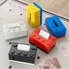 Double Color Building Block Tissue Box with Spring Paper Towel Holder Bathroom Wall-mounted Paper Holder Desktop Paper Organizer 1
