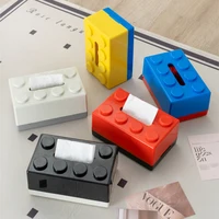 Double Color Building Block Tissue Box with Spring Paper Towel Holder Bathroom Wall-mounted Paper Holder Desktop Paper Organizer 1