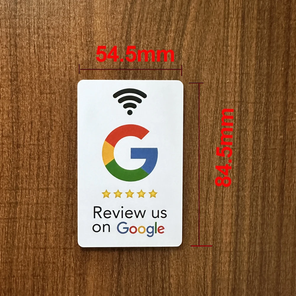 Programmable Acrylic NFC Stickers Table Stand - 13.56MHz Waterproof Google Review Card