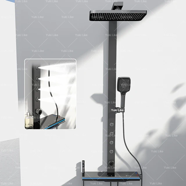 ดิจิตอลสมาร์ทสีเทาชุดฝักบัวห้องน้ําใช้ในบ้านระบบฝักบัว Rainfall Sprayer แรงดันอาบน้ํา Apartment หัวฝักบัว 1