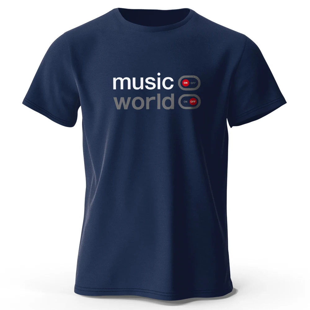 Men's Oversized Music World Graphic T-Shirt – 100% Cotton Summer Top
