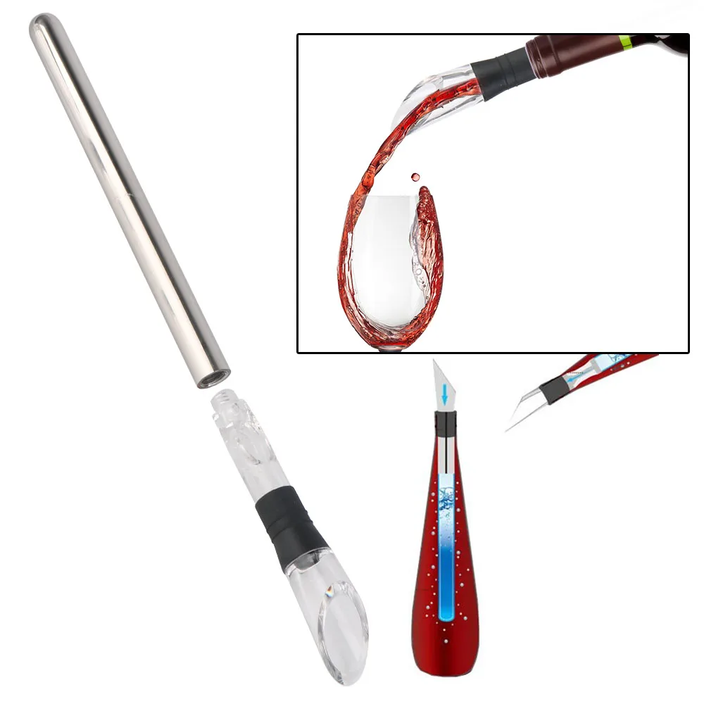 Stainless Steel Frozen Stick Wine Cooling Ice Wine Cooler Beer Chiller Stick Pourer Stopper Cutter 4 in 1 drink cooler