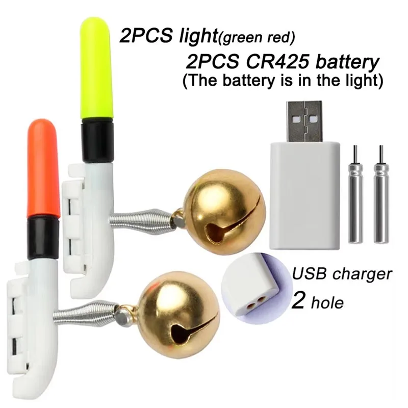Fishing Tackle Fishing Light Stick Rod Bell LED CR425 3.6V Lithium Battery USB Charge Luminous Night Bright Lamp Tools Fish Bite Alarm