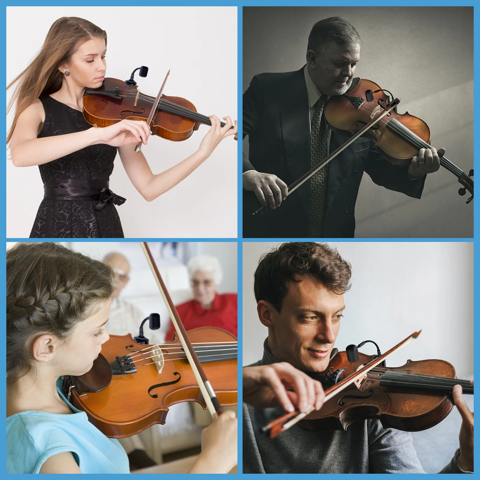 KIMAFUN Violin microphone 2.4G Wireless Instrument Microphone Professional Musical Condenser Microphone for Violin