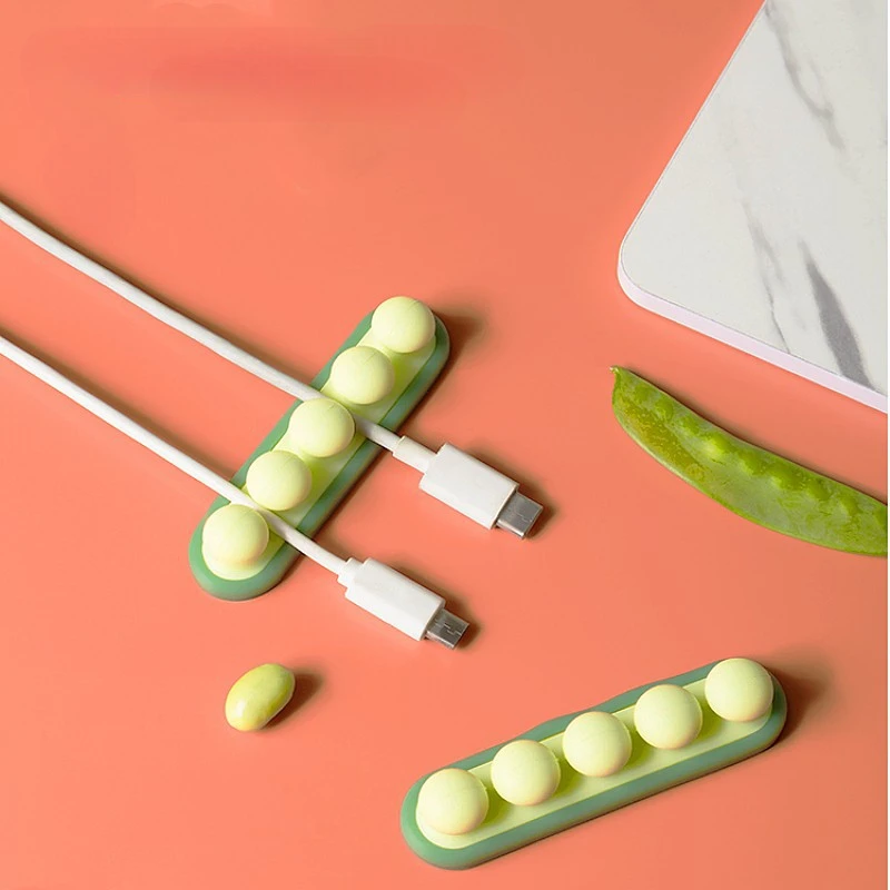 Pea 케이블 정리함 실리콘 케이블 거치대, 자동차 데스크탑 접착제 와이어 와인더 충전, 마우스 이어폰 코드 관리, 4 클립