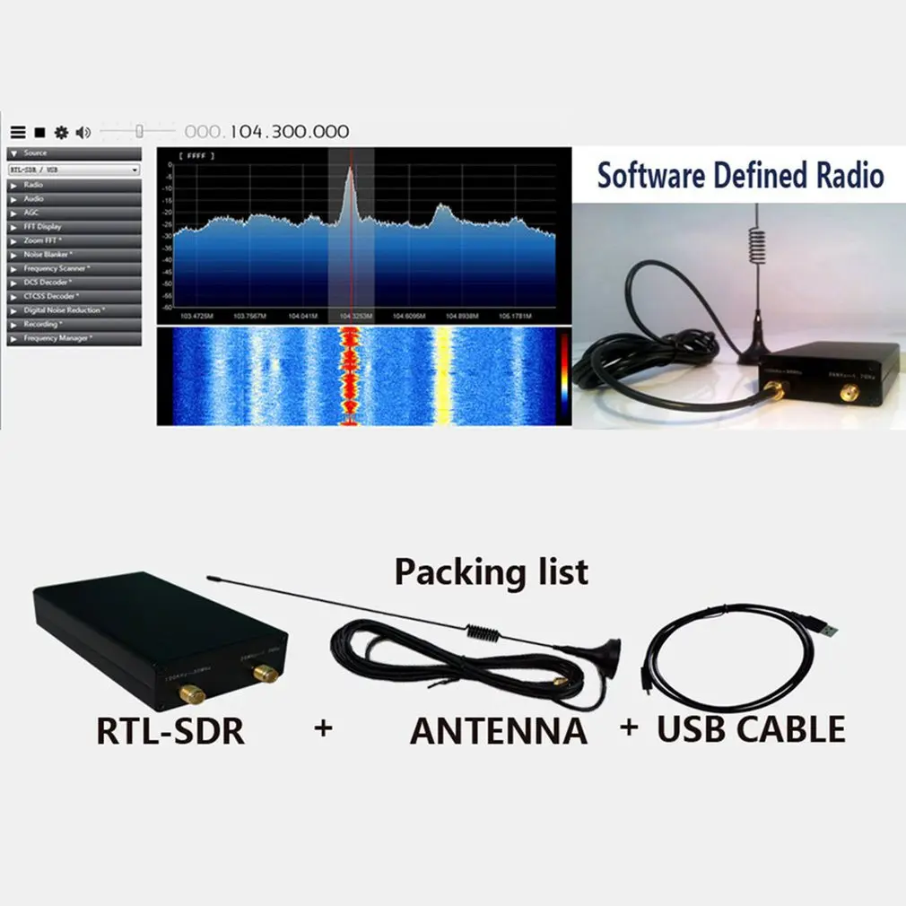 핫 100KHz-1.7GHz 풀 밴드 UV RTL-SDR USB 튜너 수신기 RTL-SDR RTL2832U+R820T2 라디오 수신기 도매 