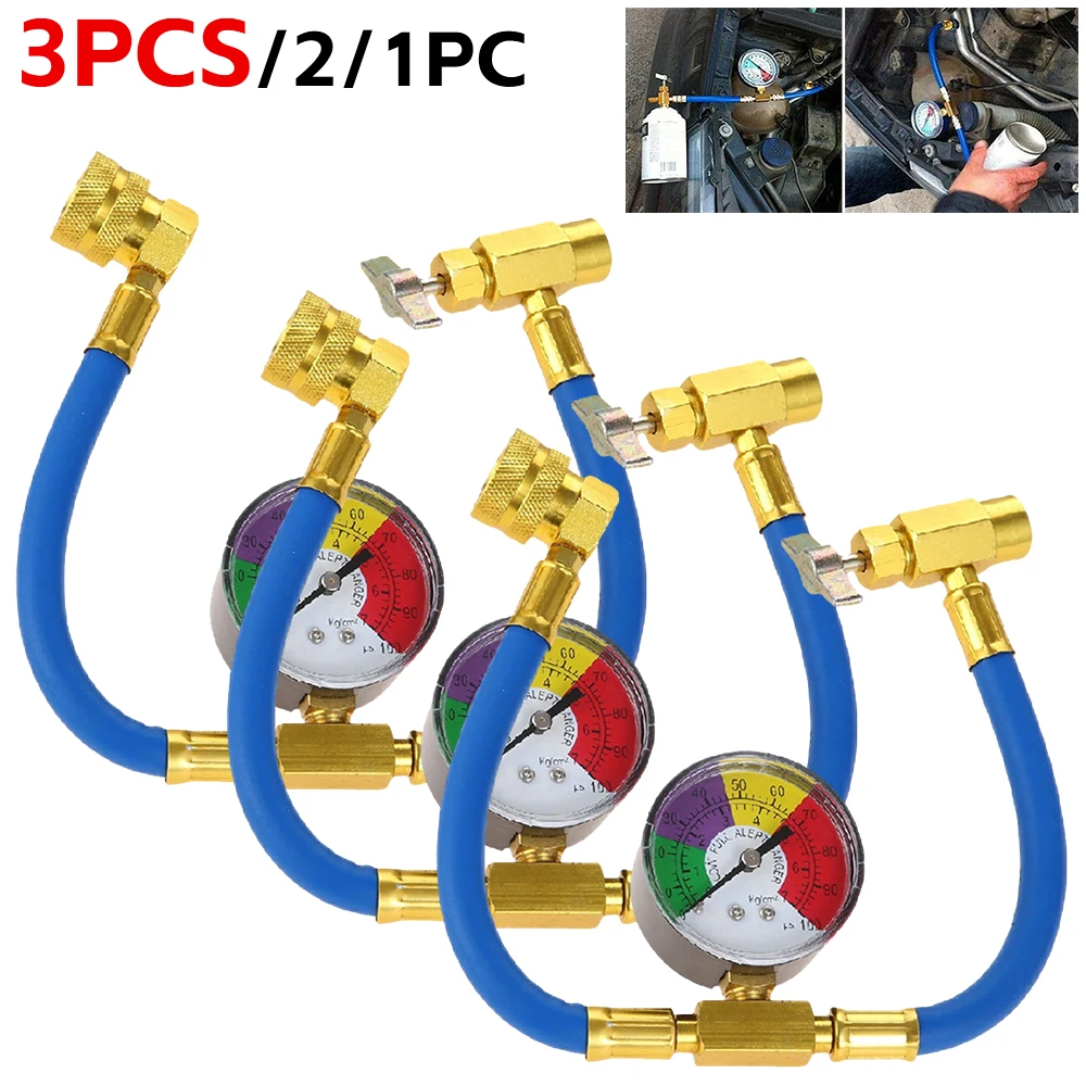 31PC R134a Air Conditioning Freon Recharge Hose with Pressure Gauge