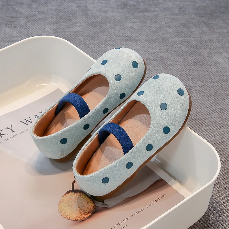 Girl's Princess Shoes Polka Dots Colorful Elastic Band Children Ballet Flats Spring Shallow Leisure Spring Kids Shoe 23-36