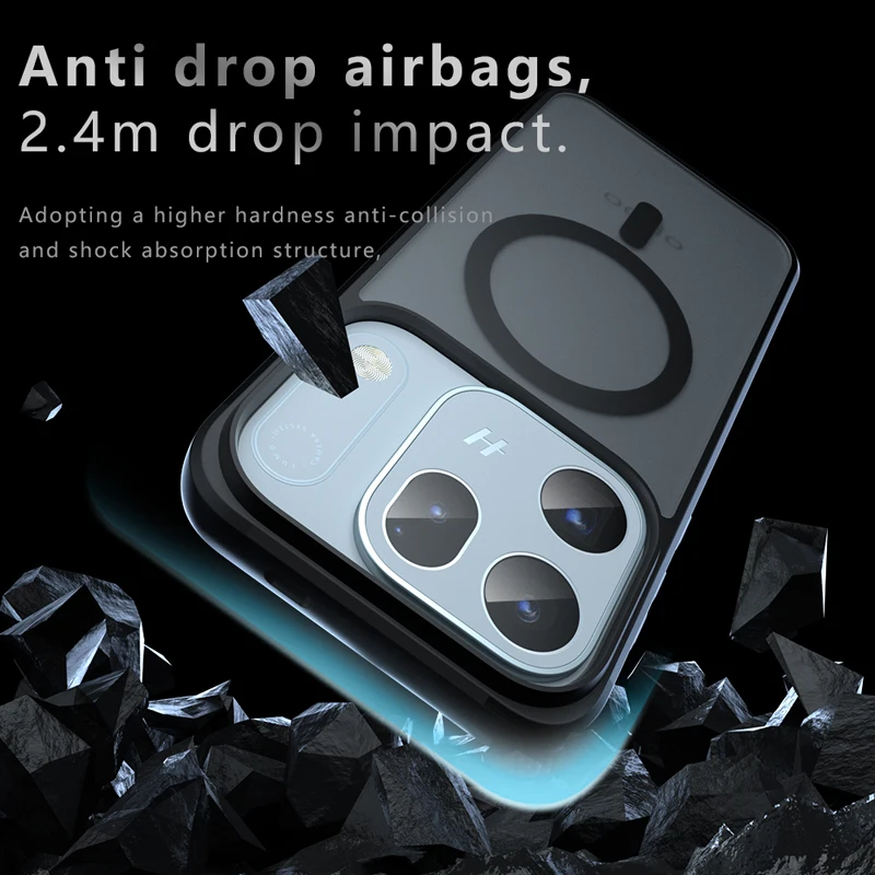 Shockproof Magnetic Matte Case - Anti-Fingerprint Non-Slip Translucent Cover