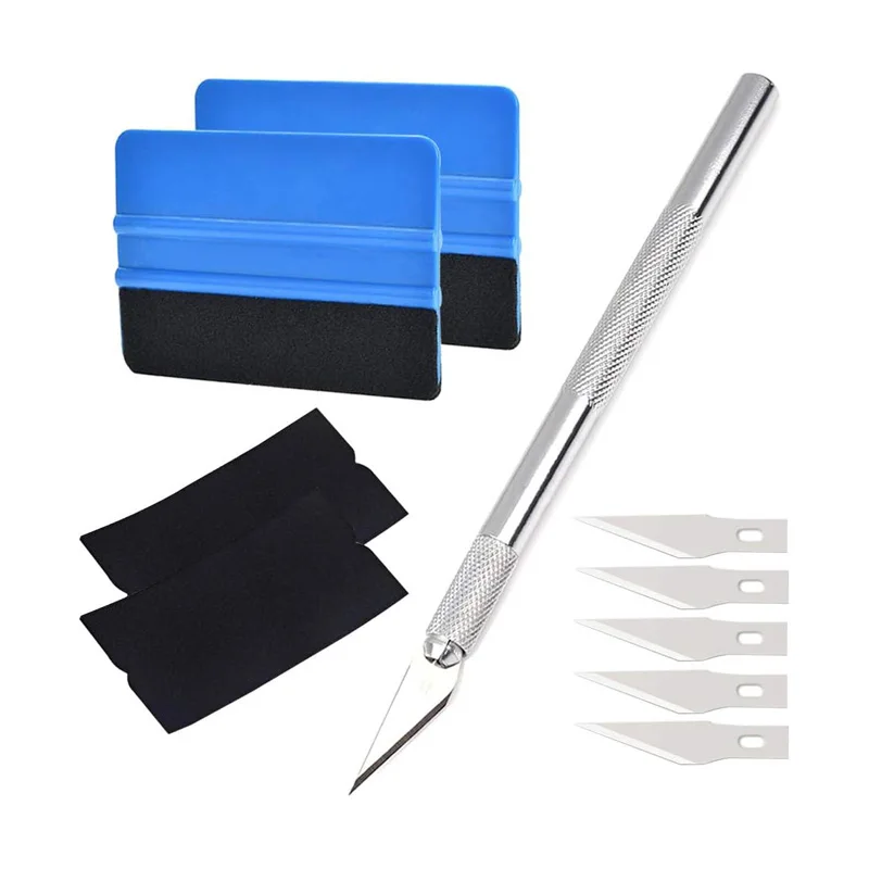Durable Felt Edge Squeegee Craft Knife Set 4 Inch for Car Vinyl Film Wrapping Decal Squeegee Window Tint Scratch free Scraper
