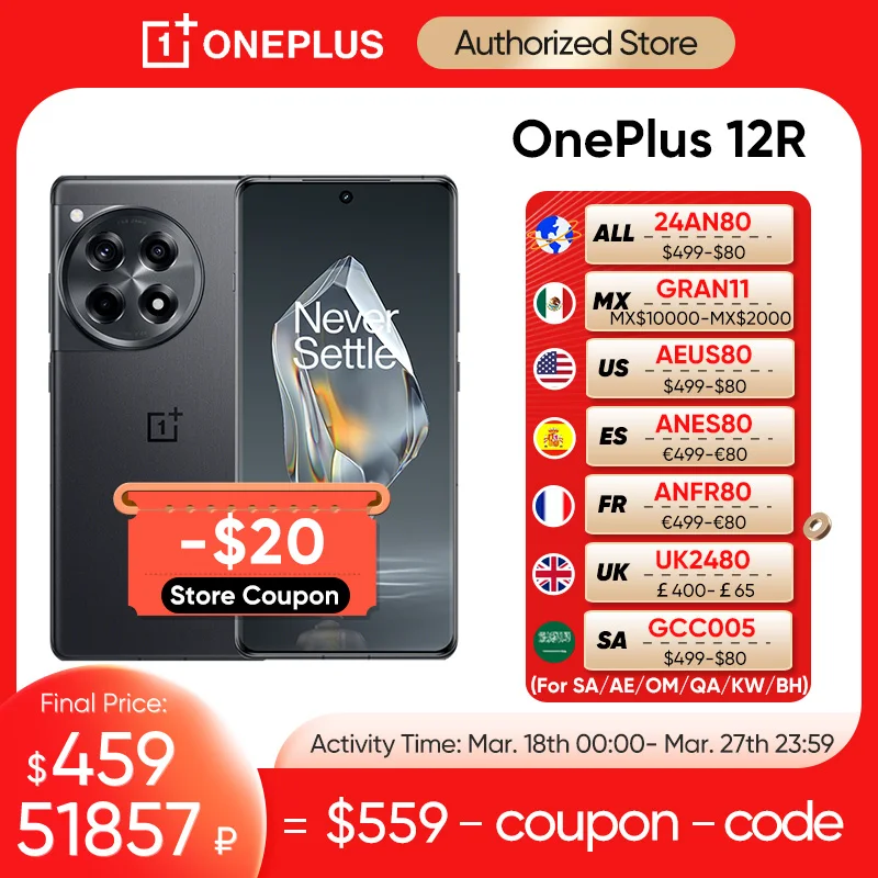 

Фонарь 2024 Новый Oneplus 12R фонарик телефон Snapdragon 8 Gen 2 6,78 ''120 Гц AMOLED дисплей 100 Вт SUPERVOOC 5500 мАч
