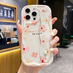 Cute Flower Wrist Strap Phone Holder Case for Xiaomi Poco f5 (WNY07B)