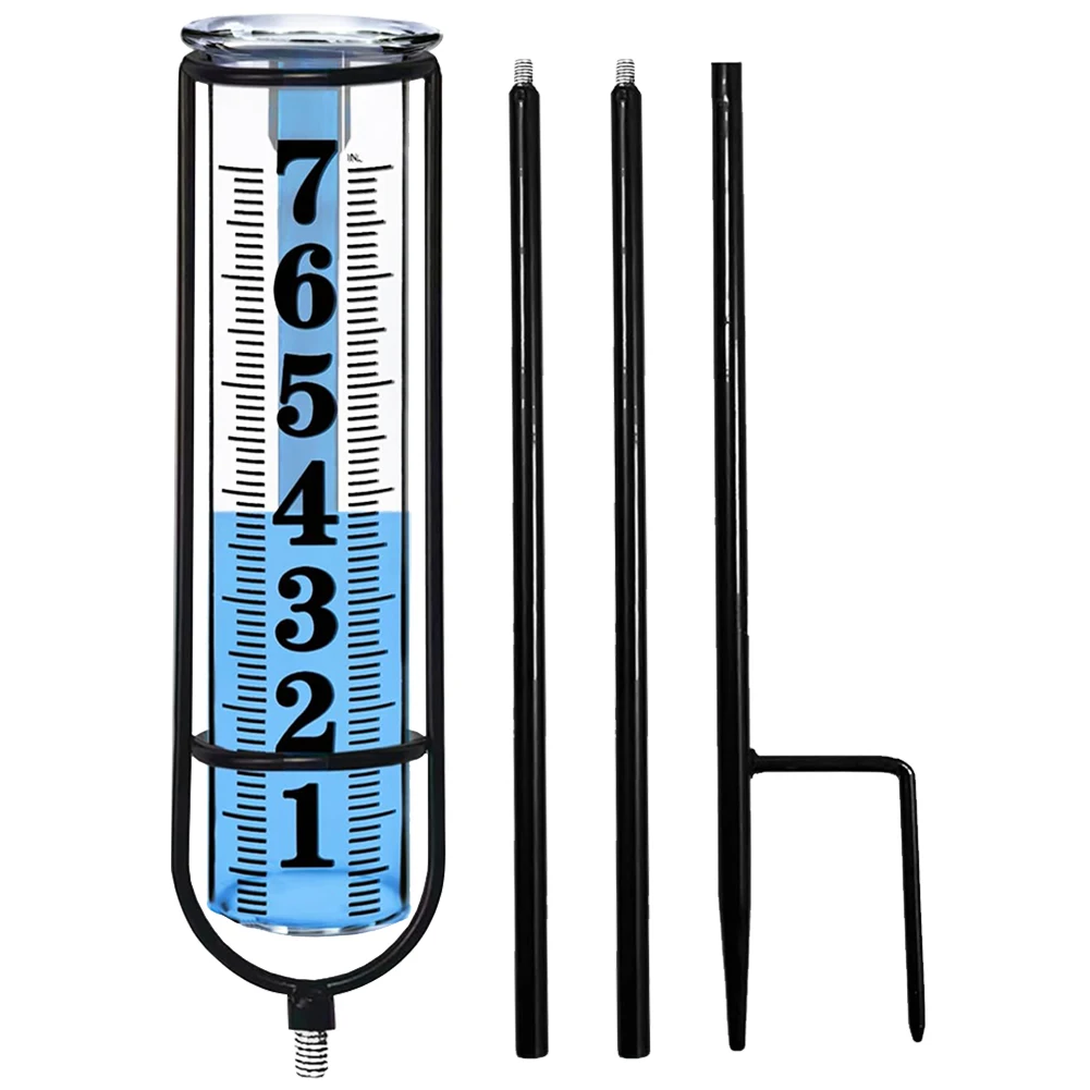 Outdoor Rain Measure Gauge Large Clear Number Rain Measuring Tool with Thickened Plastic Tube & Metal Stake for Yard Lawn Garden