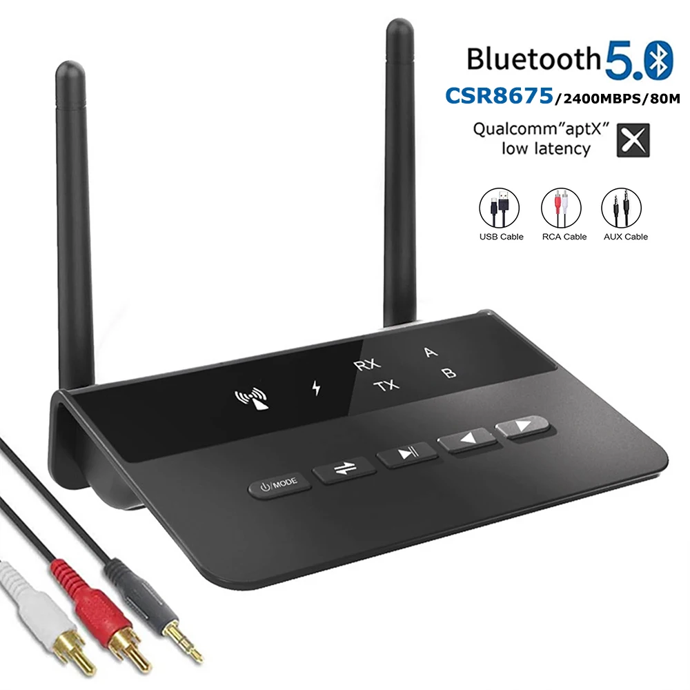 SOOMFON Adaptateur Audio Bluetooth 5.0 Émetteur et récepteur 3 en 1 pour  TV/Stéréo/Casque, Haut-parleurs - Récepteur Émetteur Bluetooth avec écran  LCD, 3,5 mm Aux, RCA, Câble Optique : : High-Tech