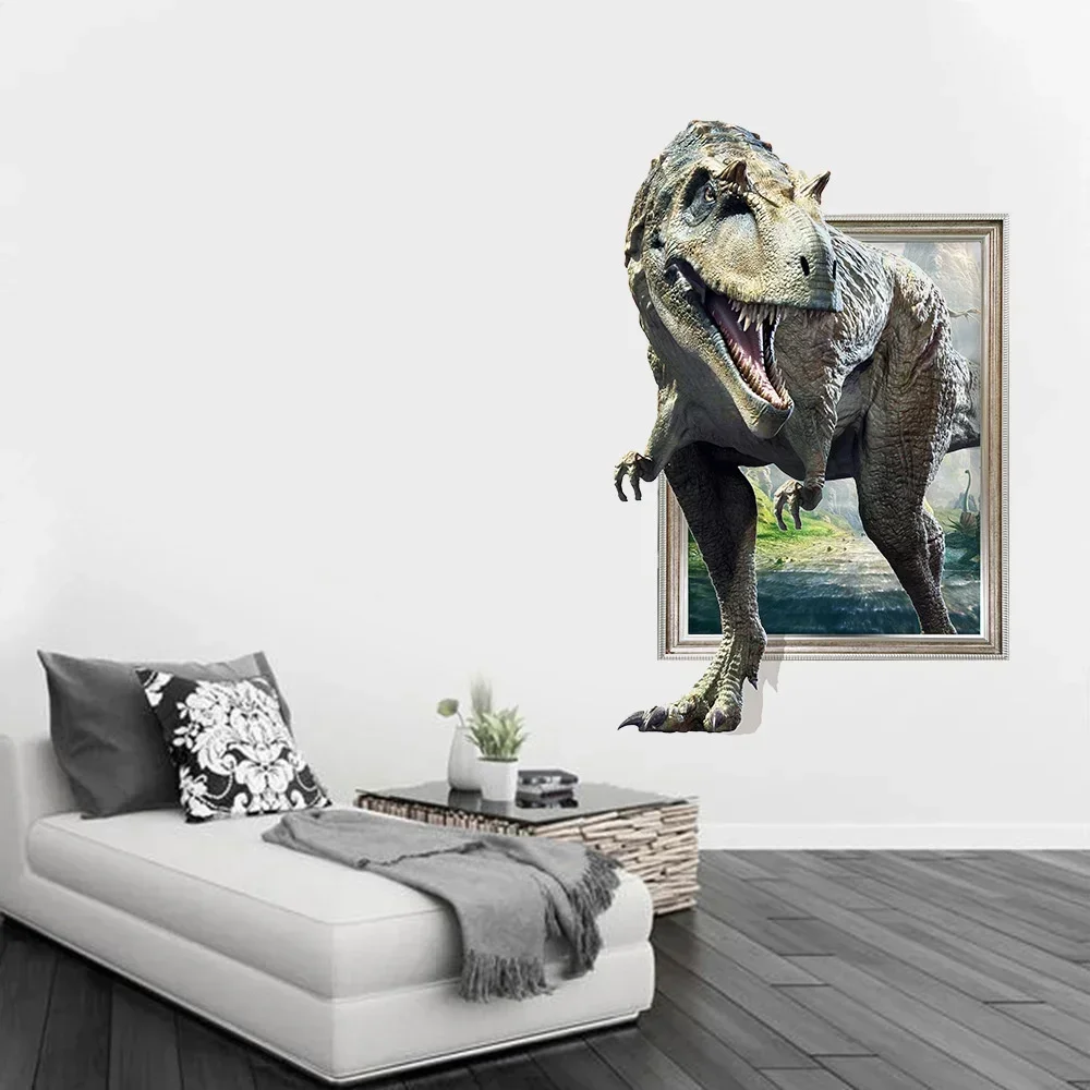 3D Jurassic Dinosaur Tyrannosaurus Wall Stickers Home Decor Wall Decal Living Room Bedroom Children\'s Room Background Wallpaper