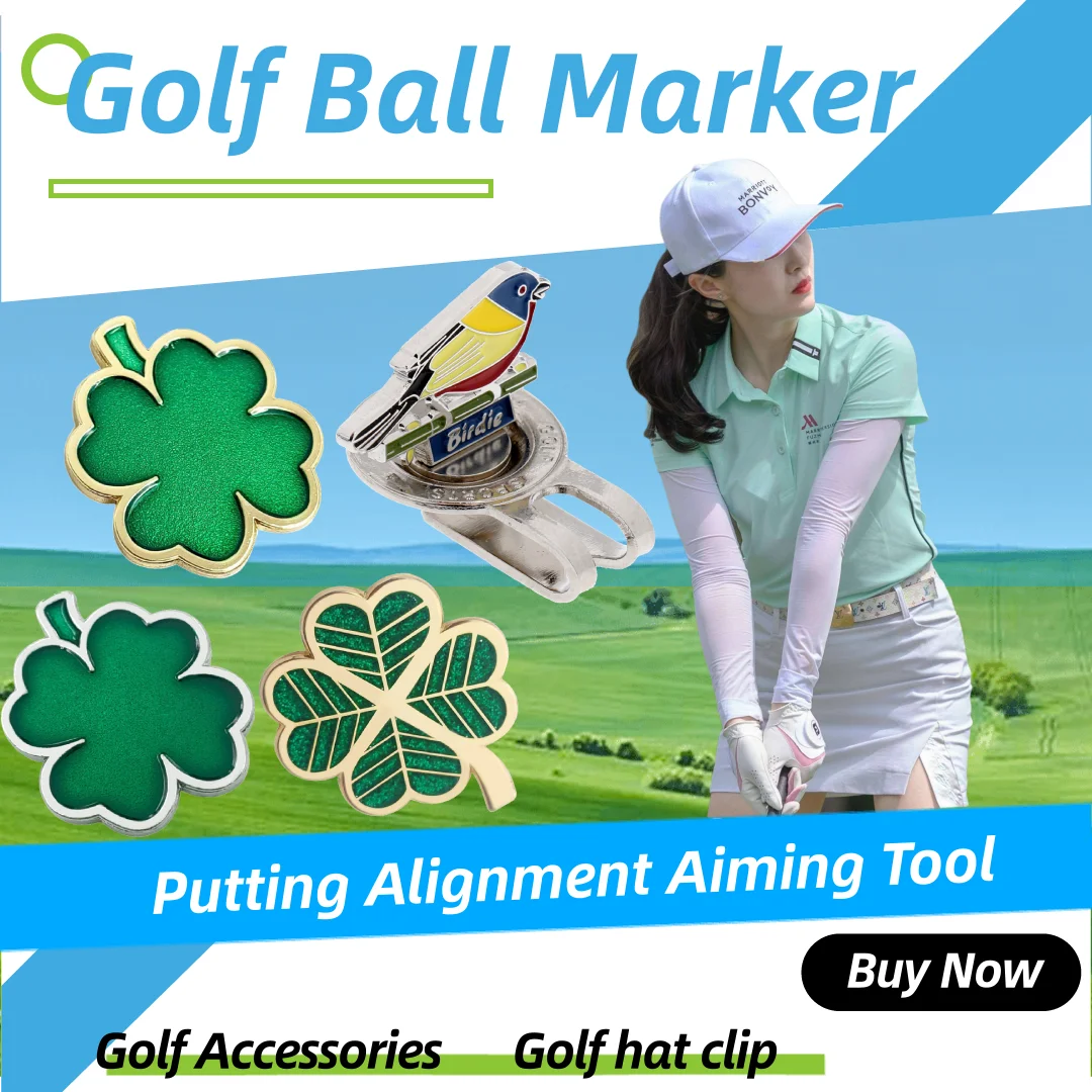 Golf Ball Mark with Magnetic Hat Clip Marker Golf Marker Training Aids Lucky Four Leaf Clover Vivid Bird Design For Golfer Gift