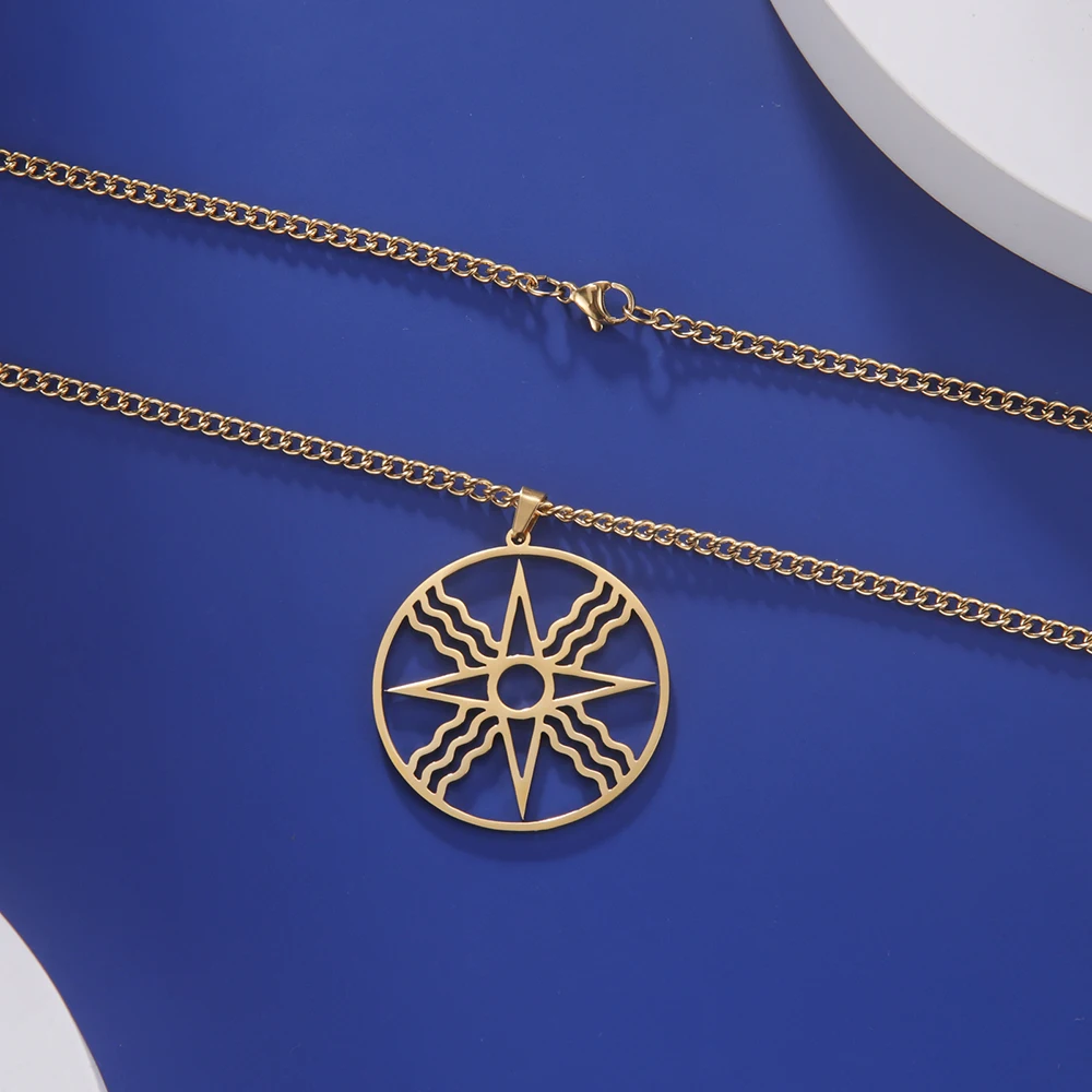 Dawapara Assyrian Star Halskette Siegel des Sonnengottes Shamash Ancient Mesopotamia Courage Glory Amulett Edelstahlschmuck – Detail 10