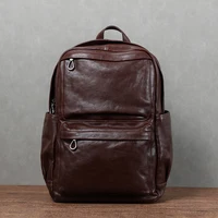 Genuine Leather Men Backpack Vintage Laptop Bag Large Capacity Travel Backpack Head Layer Cowhide Leather Computer Bag pack 2