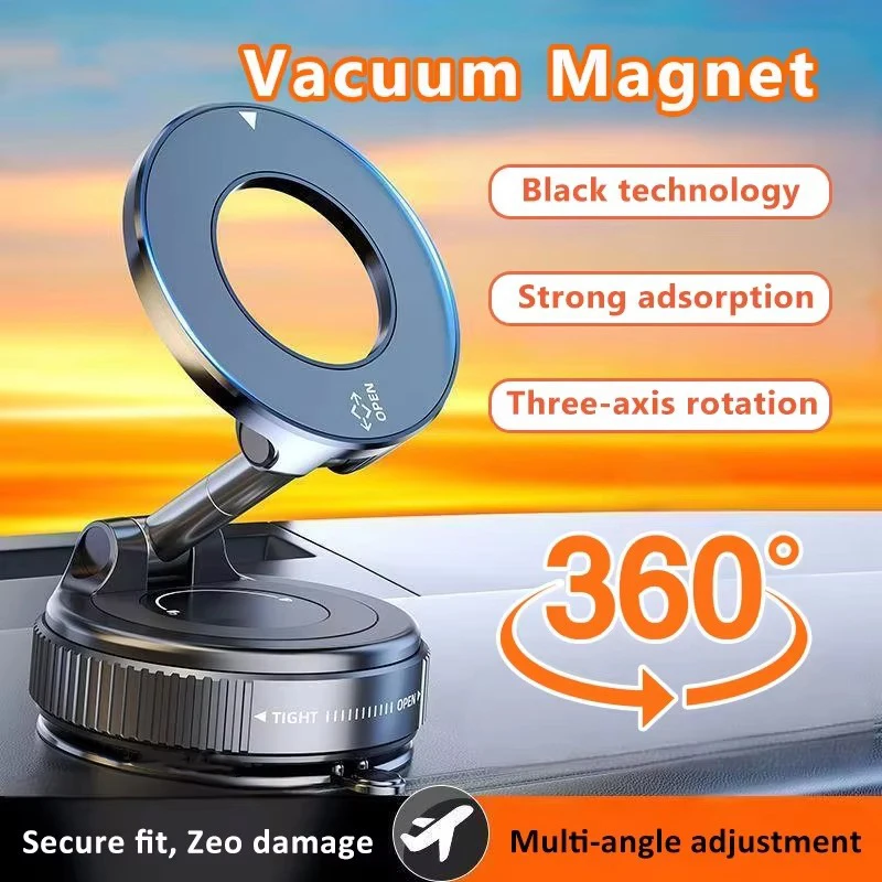 Soporte Magnético para Teléfono con Ventosa para Magsafe, Rotación de 360 Grados ° Soporte ajustable para teléfono de coche, tamaño de bolsillo, plegable, con ventosa metálica