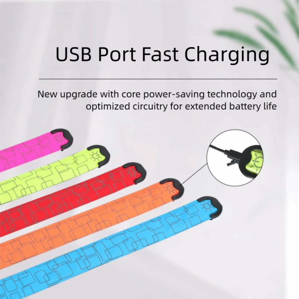 Batteriebetriebenes Nachtlauf-Armband USB-Aufladbar 5 Farben LED-Lichtband Hohe Sichtbarkeit Leichtgewicht Bein-Warnarmband – Detail 6