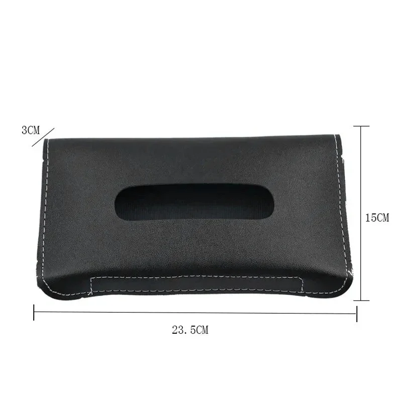 1PC Elegant PU Leather Sun Visor Tissue Box Holder - Easy-to-Install Car Interior Storage Accessory