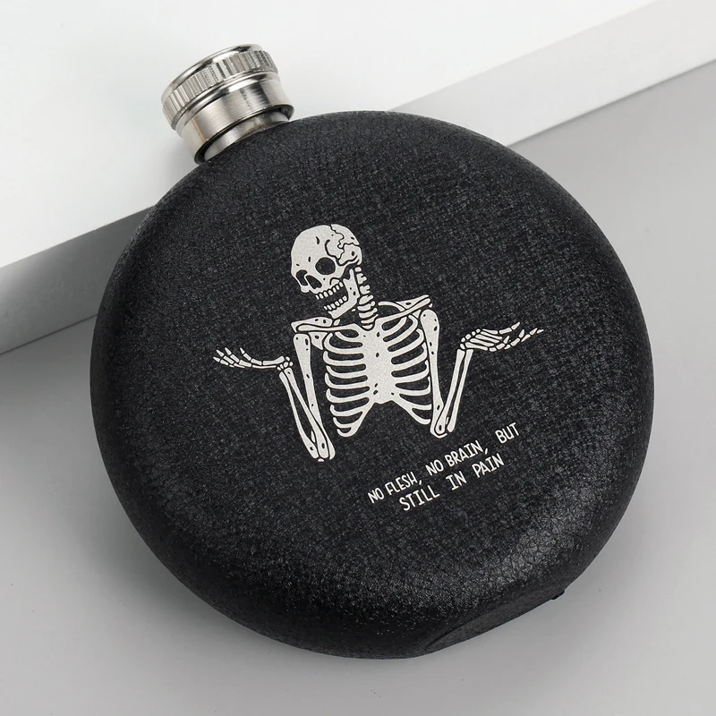 5 OZ Frosted Matte Black Portable Round Mini Hip Flask Stainless Steel Metal Vodka Whiskey Wine Bottle Flagon Gift Man Funnel