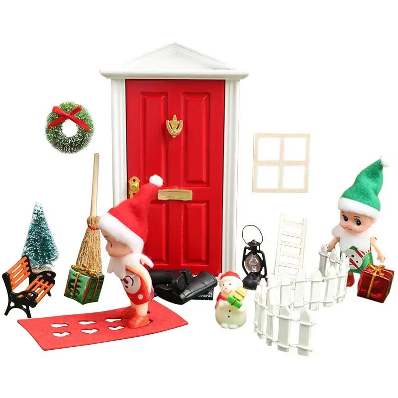 

Miniature Christmas Elf Accessories Miniature Wooden DIY Kit Wooden Mini Doll House Accessories With Furniture For Kids Boys