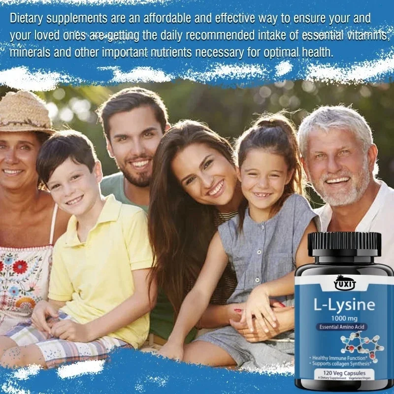 LLysine 1000mg 120 Tablets Enhances Absorption Assimilation Skin Lip Integrity Collagen Support