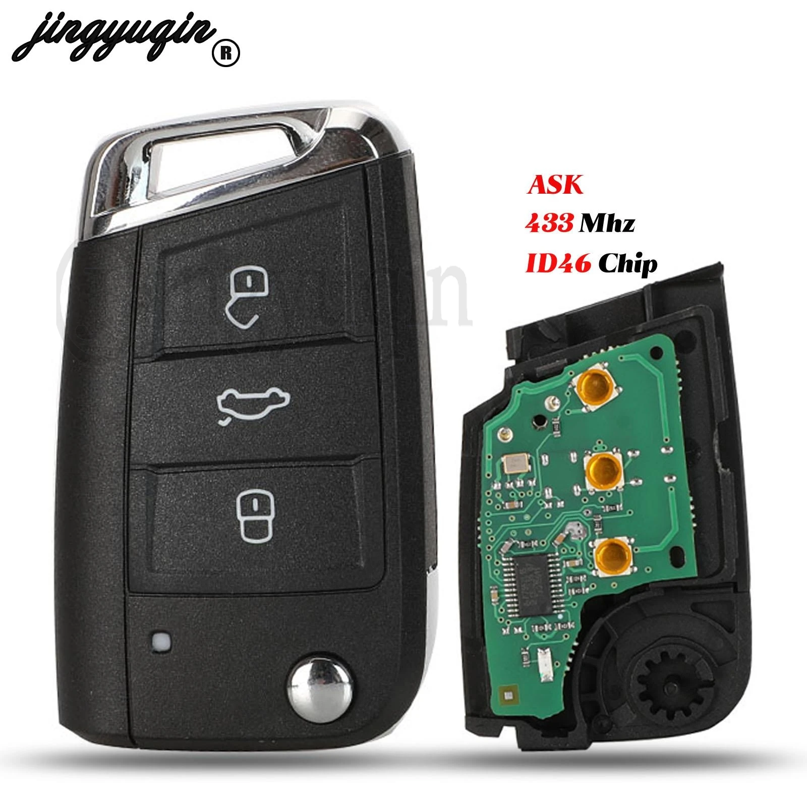 

jingyuqin 3B ASK 433MHZ ID48 Car Key For VW / VOLKSWAGEN Golf 7 MK7 Touran Polo Tiguan without Keyless-go