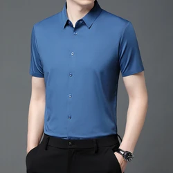 Men's Ultra Stretch Breathable Short Sleeve Shirt - Business Casual and Abrasion - Resistant - 3XL -fits 85 - 90kg (Treasure Blue)