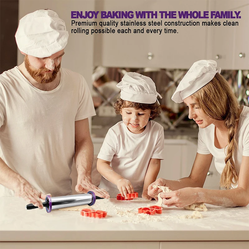 48cm Adjustable Rolling Pin With Non-stick Silicone Baking Mat Stainless Steel Fondant Rolling Pin Pizza Dough Pad Baking Liner